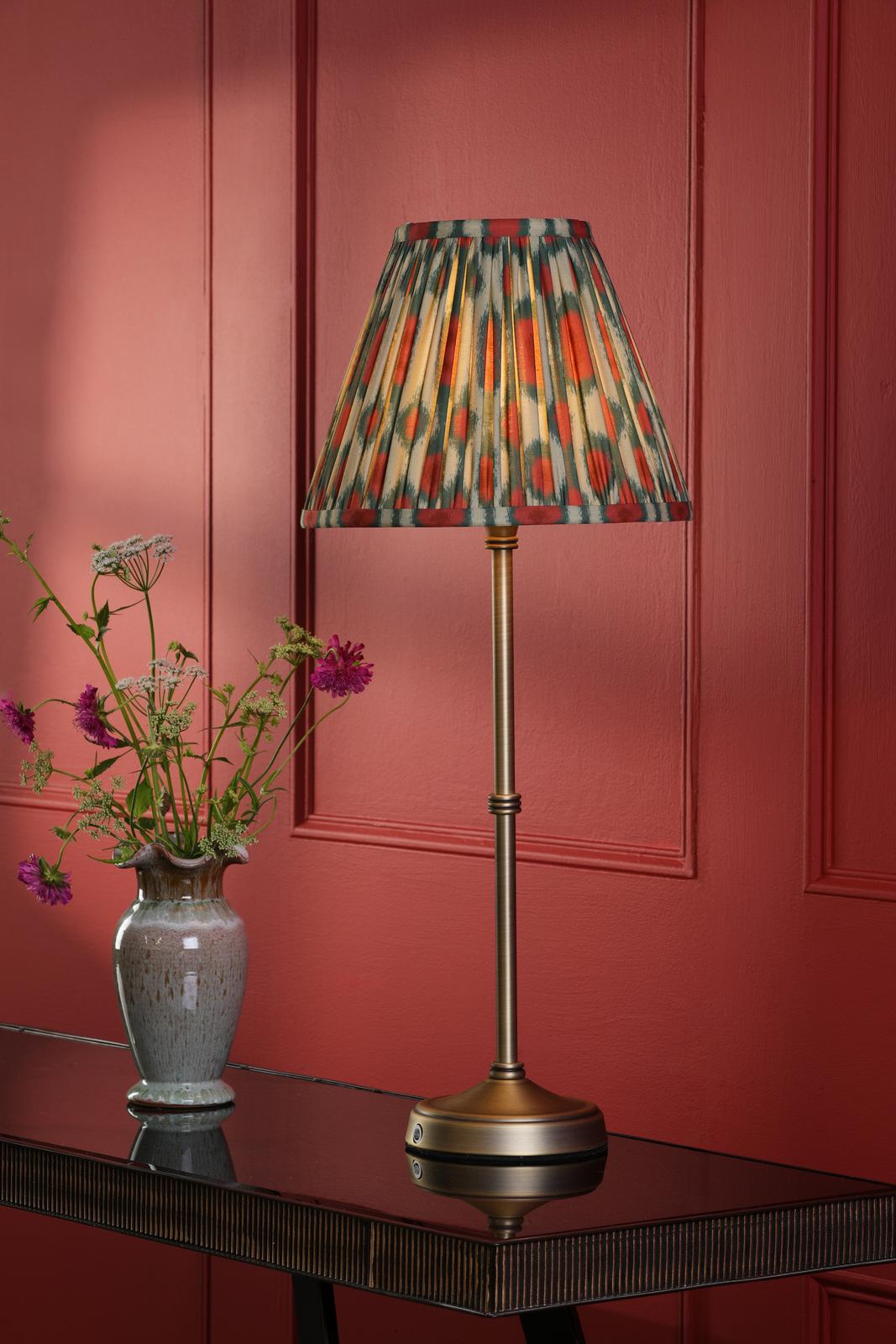 Dahl Rechargeable Table Lamp Matt Antique Brass With Shade LED