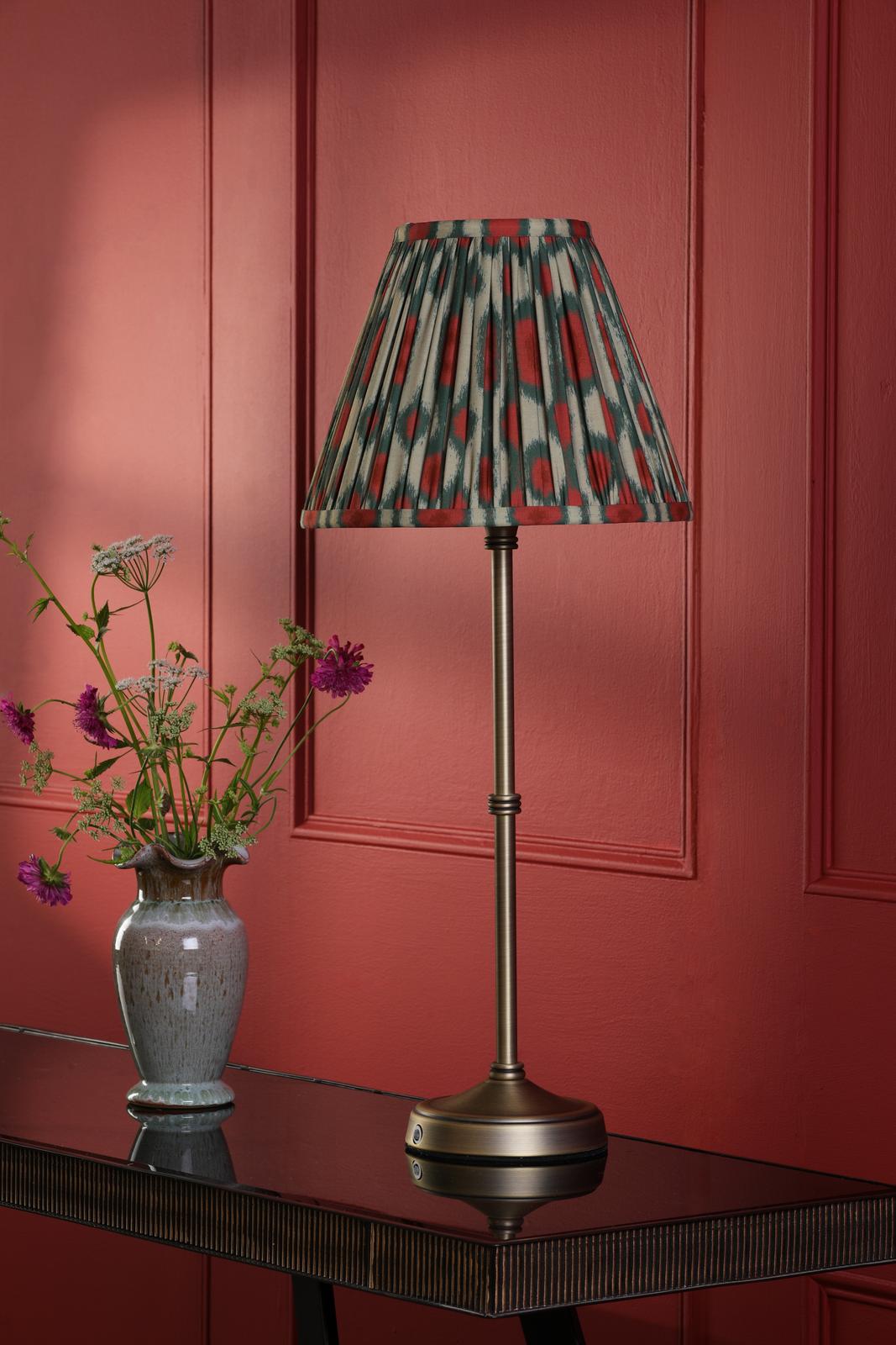 Dahl Rechargeable Table Lamp Matt Antique Brass With Shade LED