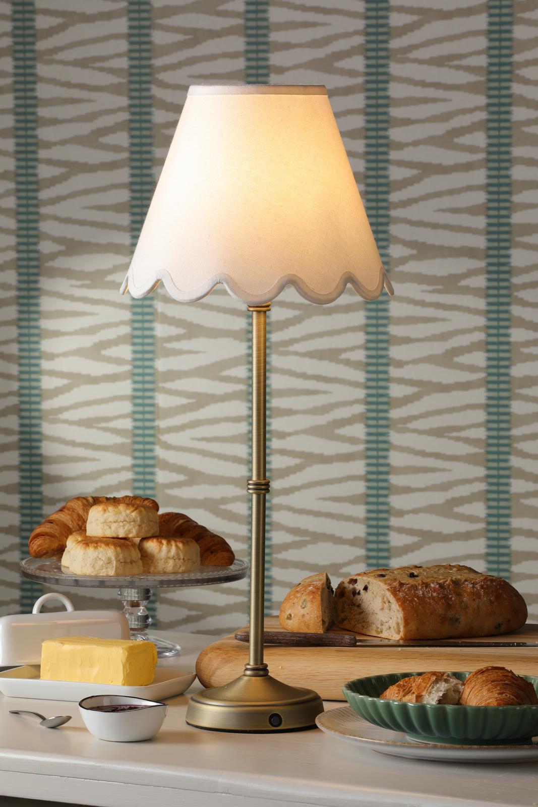 Dahl Rechargeable Table Lamp Matt Antique Brass With Shade LED