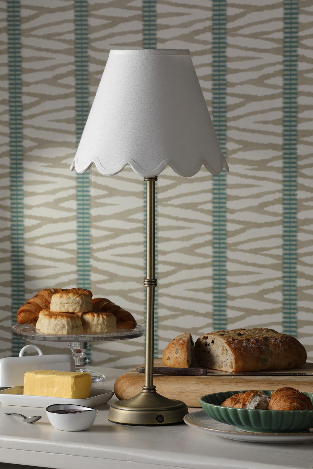 Dahl Rechargeable Table Lamp Matt Antique Brass With Shade LED