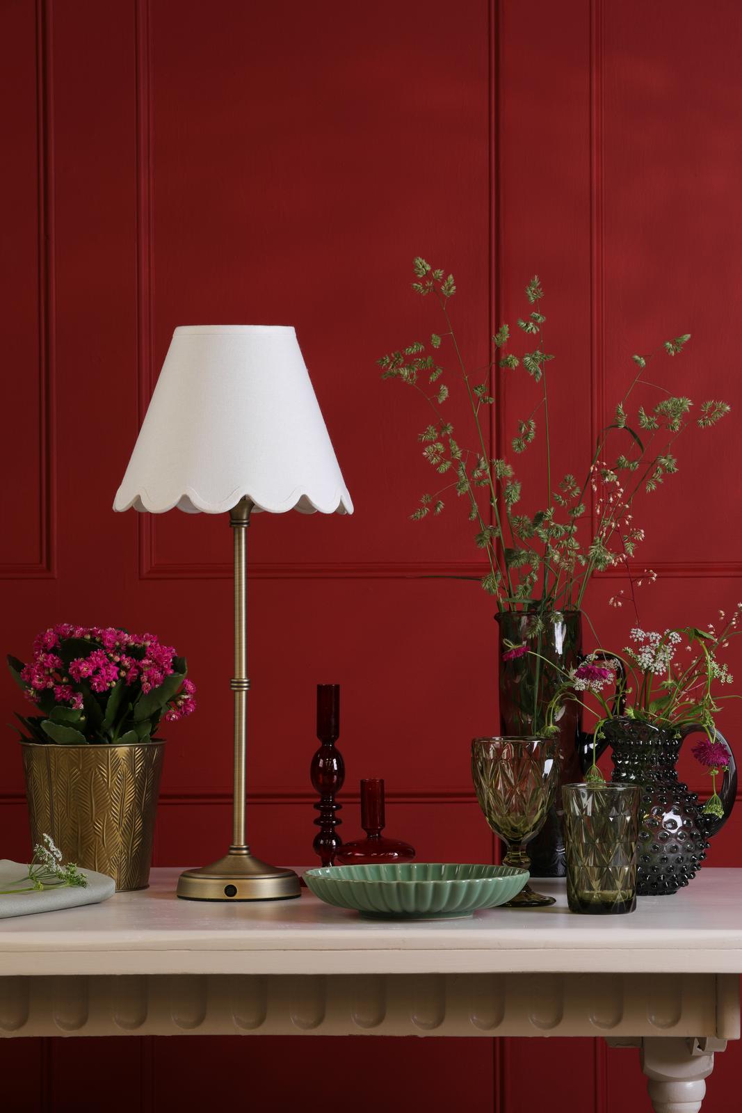 Dahl Rechargeable Table Lamp Matt Antique Brass With Shade LED