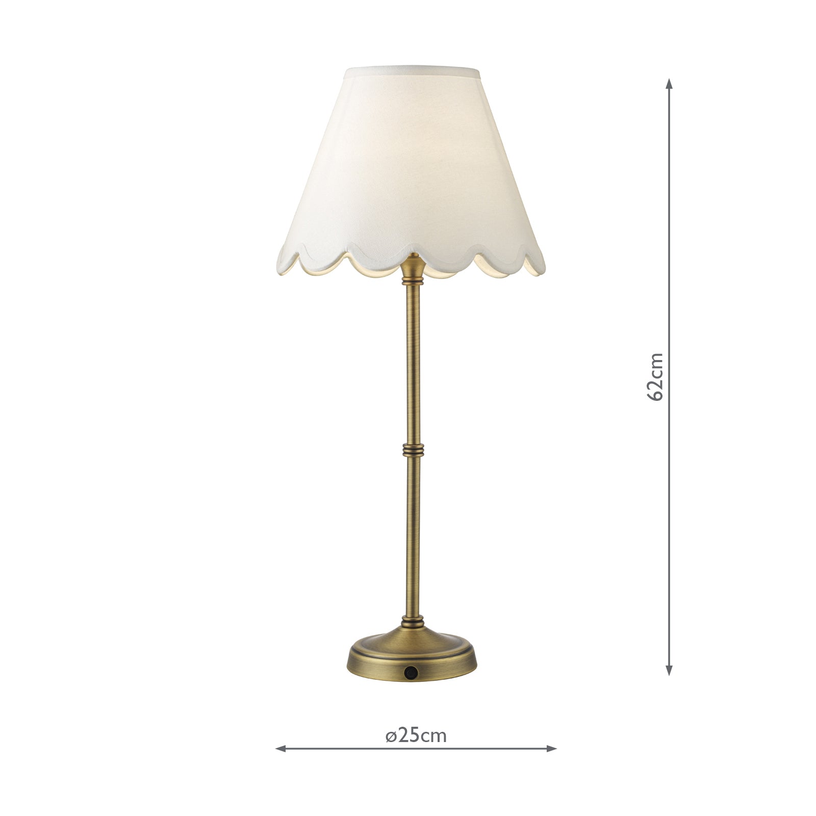 Dahl Rechargeable Table Lamp Matt Antique Brass With Shade LED