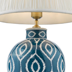 Dakari Table Lamp Blue Ceramic and Antique Brass With Shade