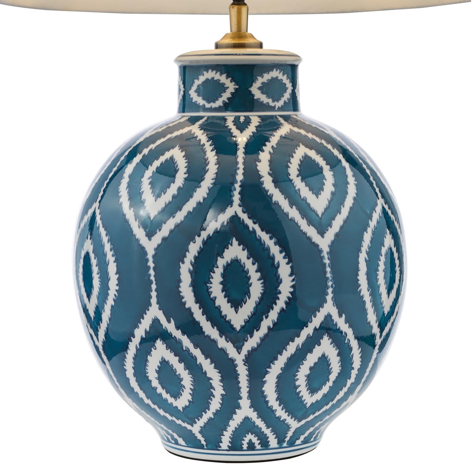 Dakari Table Lamp Blue Ceramic and Antique Brass With Shade