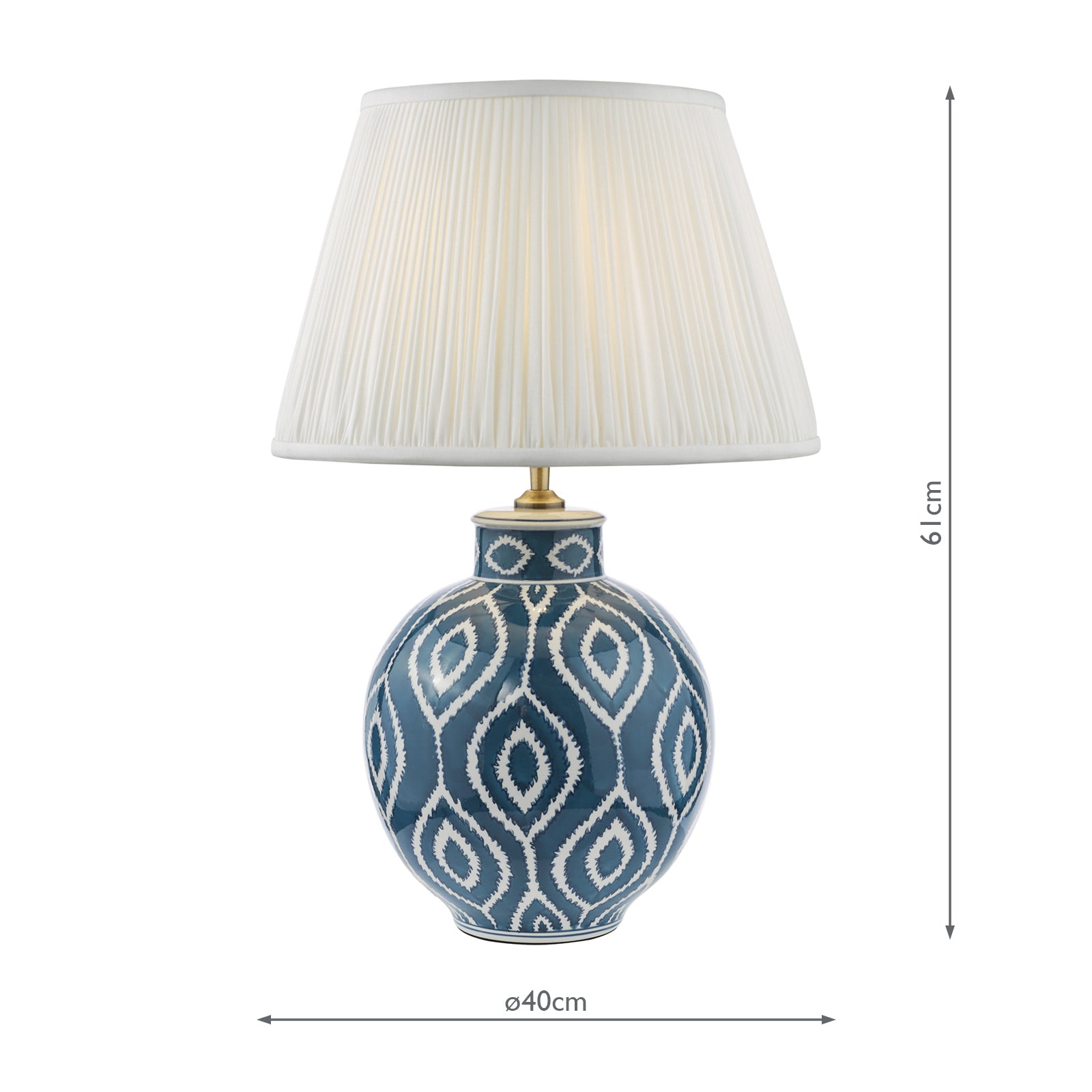 Dakari Table Lamp Blue Ceramic and Antique Brass With Shade