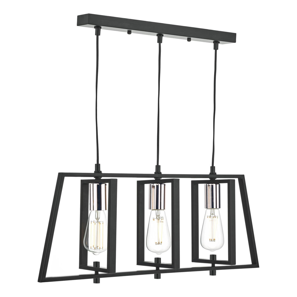 Dax 3 Light Bar Pendant Black & Polished Chrome