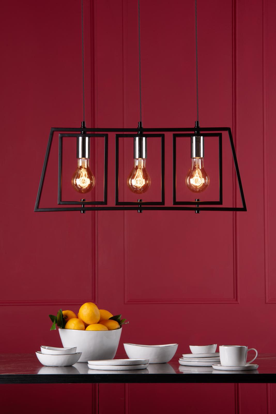 Dax 3 Light Bar Pendant Black & Polished Chrome