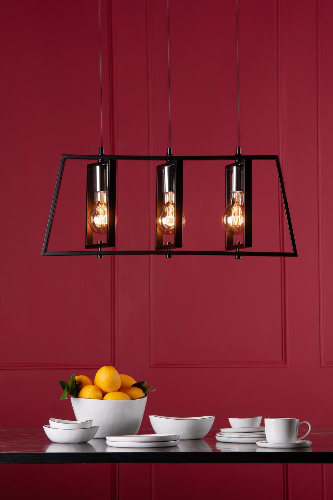 Dax 3 Light Bar Pendant Black & Polished Chrome