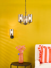 Daylin 3 Light Pendant Satin Black and Smoked Ribbed Glass