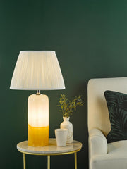 Deandra Table Lamp Yellow and White Art Glass With Shade