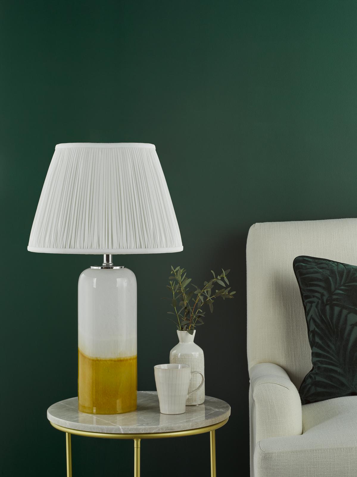 Deandra Table Lamp Yellow and White Art Glass With Shade