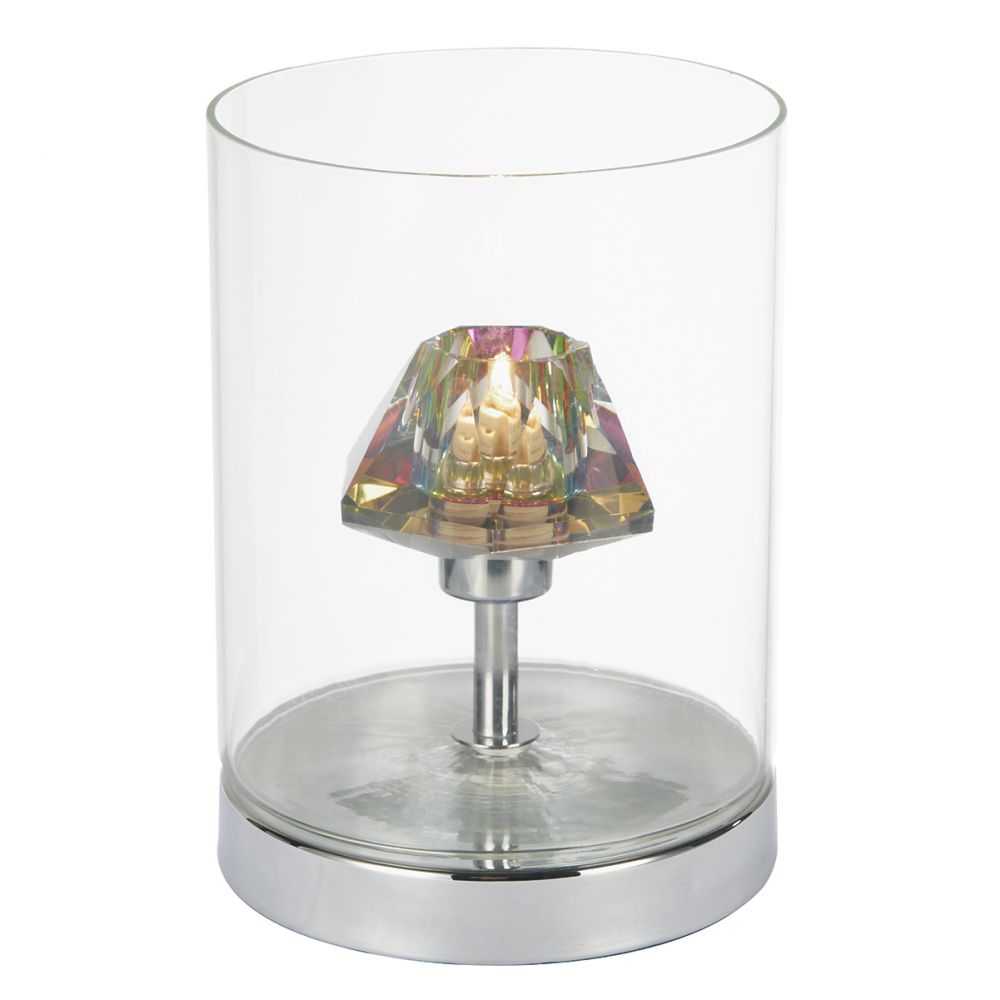 Decade Touch Table Lamp Polished Chrome Dichroic Glass Ex Display