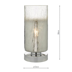 Deena Touch Table Lamp Polished Chrome Crackle Glass