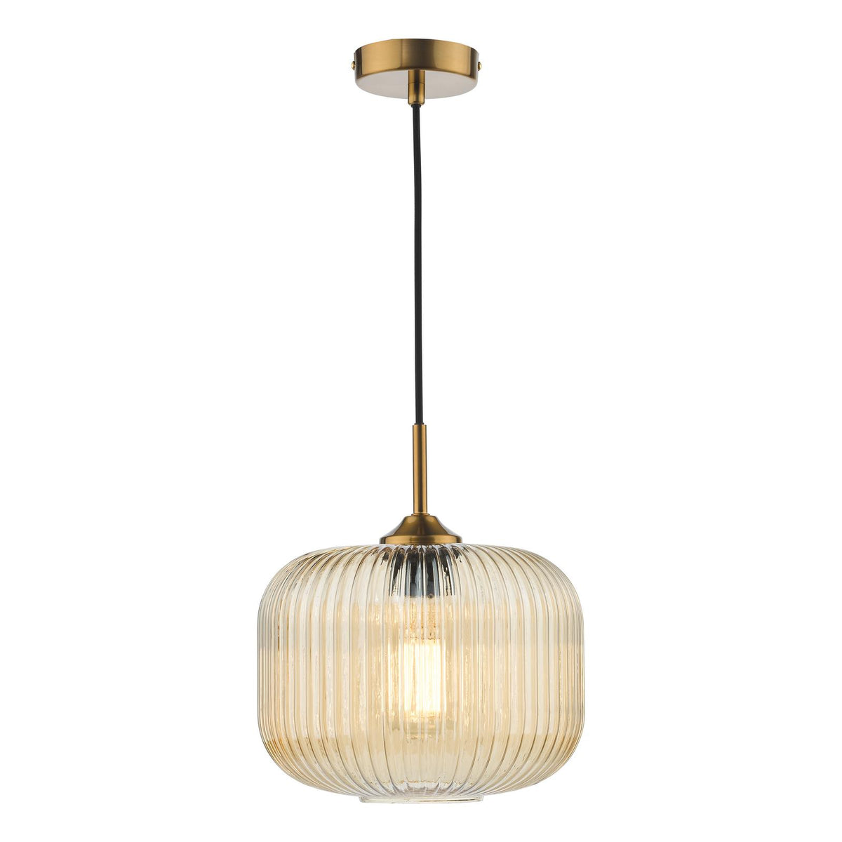 Demarius Pendant Natural Brass and Amber Glass
