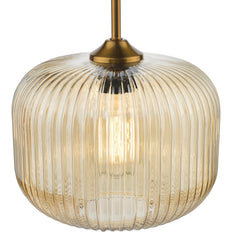 Demarius Pendant Natural Brass and Amber Glass