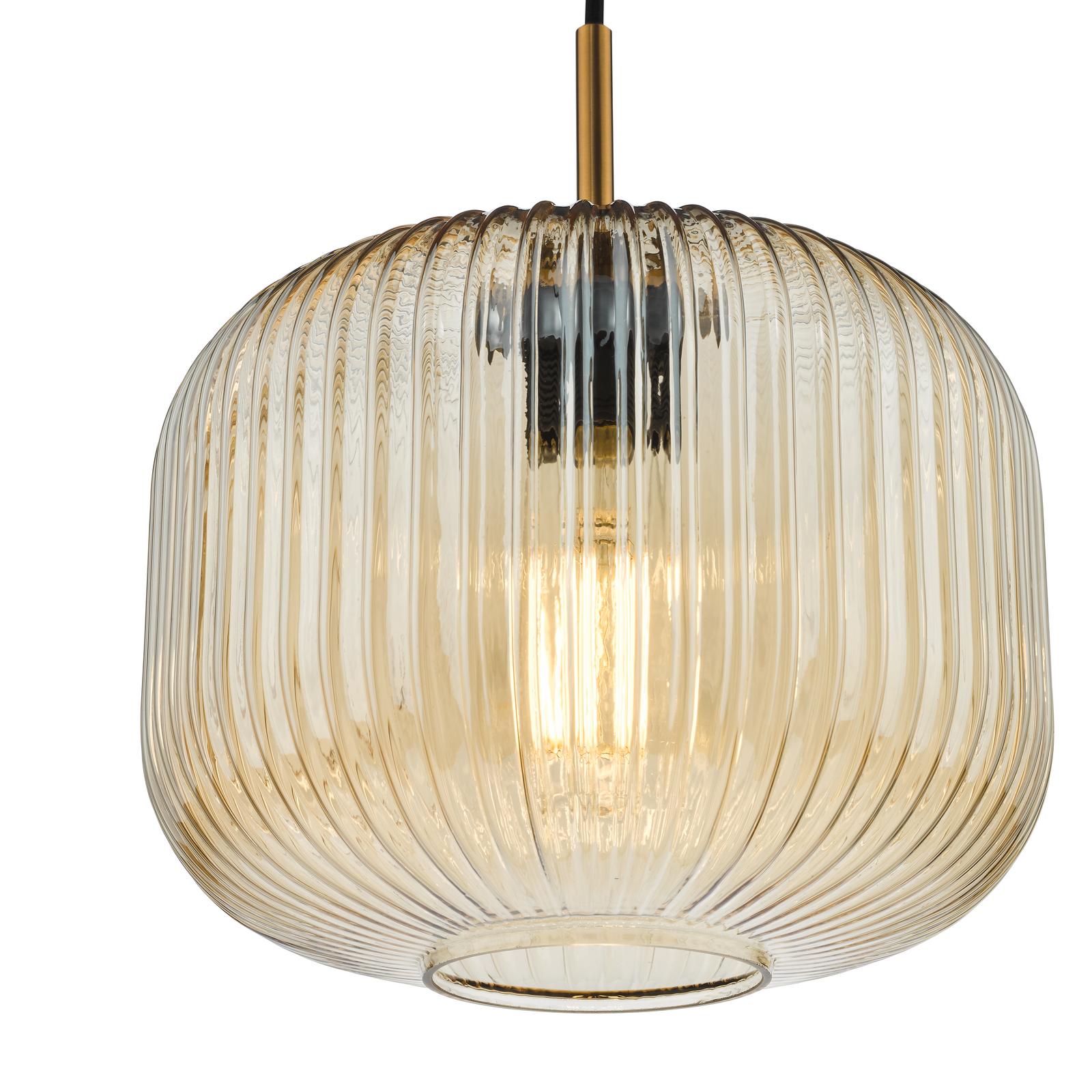 Demarius Pendant Natural Brass and Amber Glass