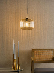Demarius Pendant Natural Brass and Amber Glass