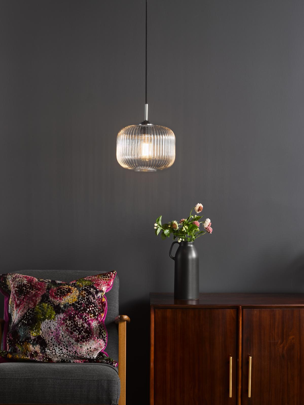 Demarius Pendant Polished Chrome and Clear Glass