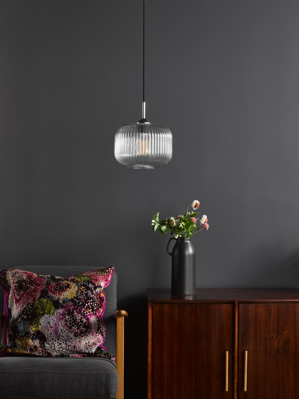 Demarius Pendant Polished Chrome and Clear Glass
