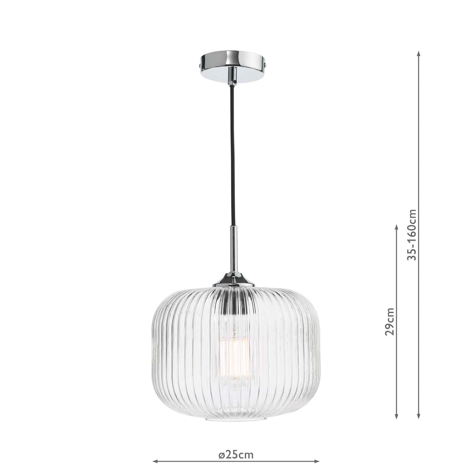 Demarius Pendant Polished Chrome and Clear Glass