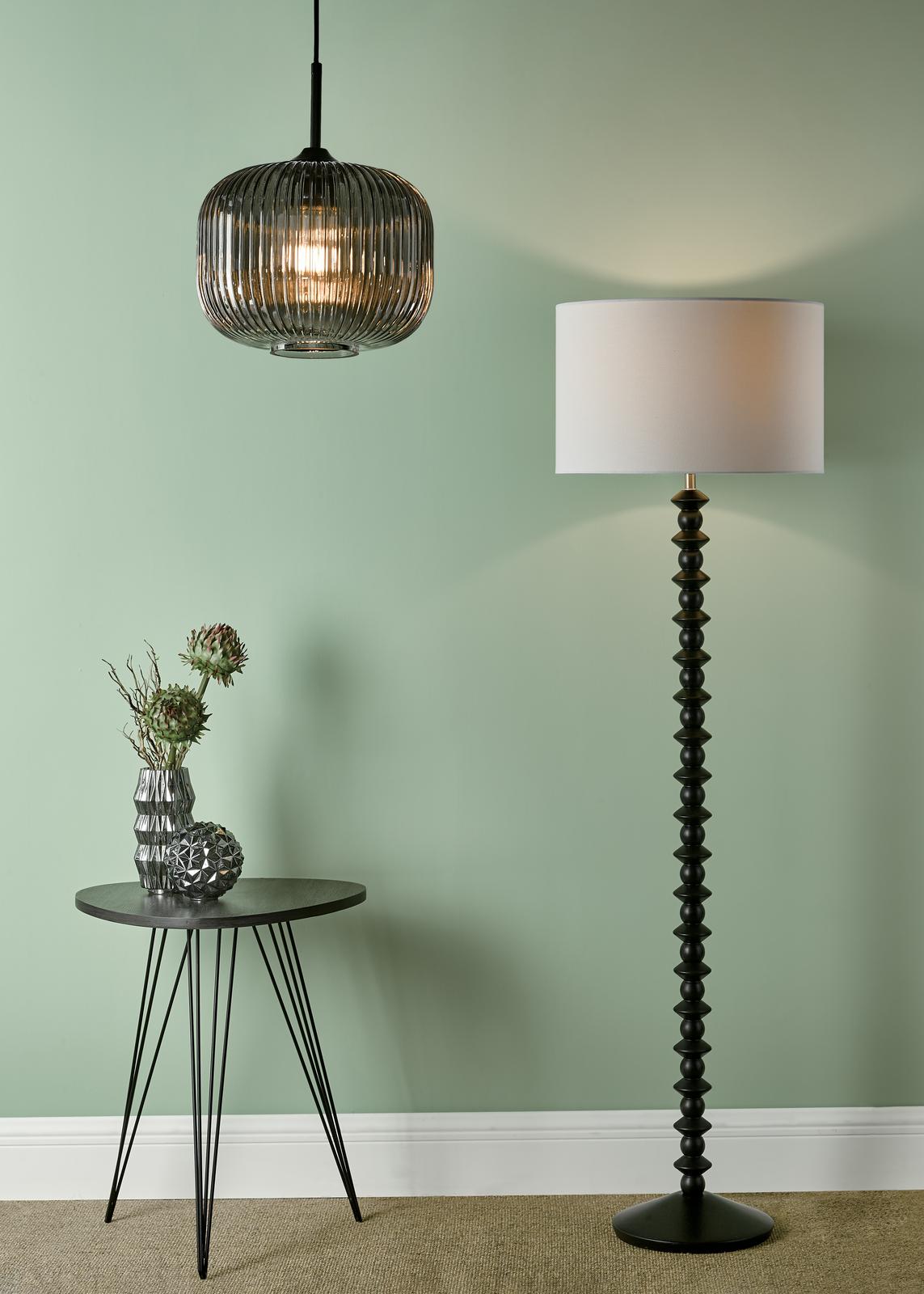 Demarius 1 Light Pendant Black and Smoked Glass