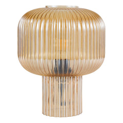 Demarius Table Lamp Amber Ribbed Glass