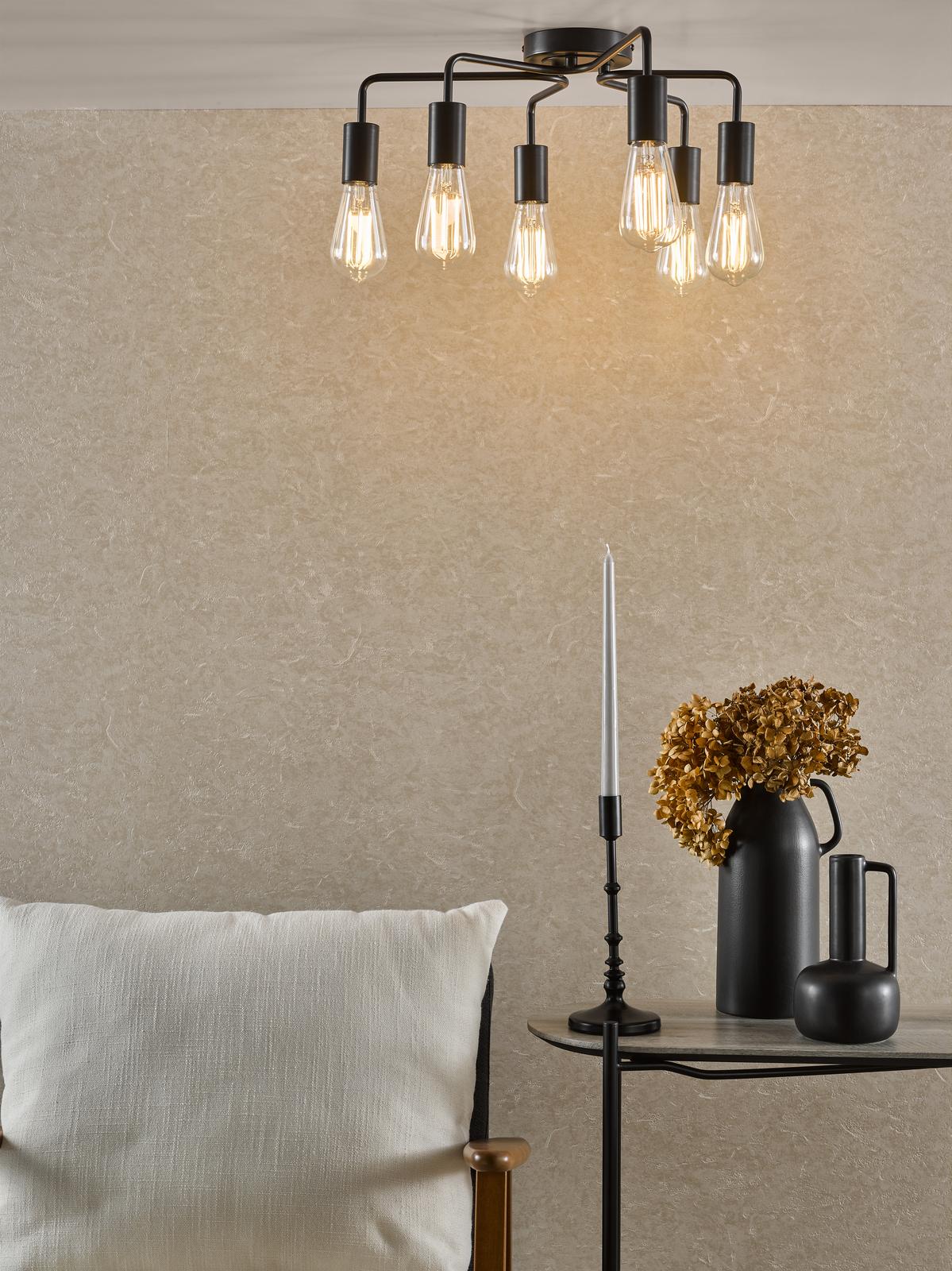 Dena 6 Light Semi-Flush Matt Black
