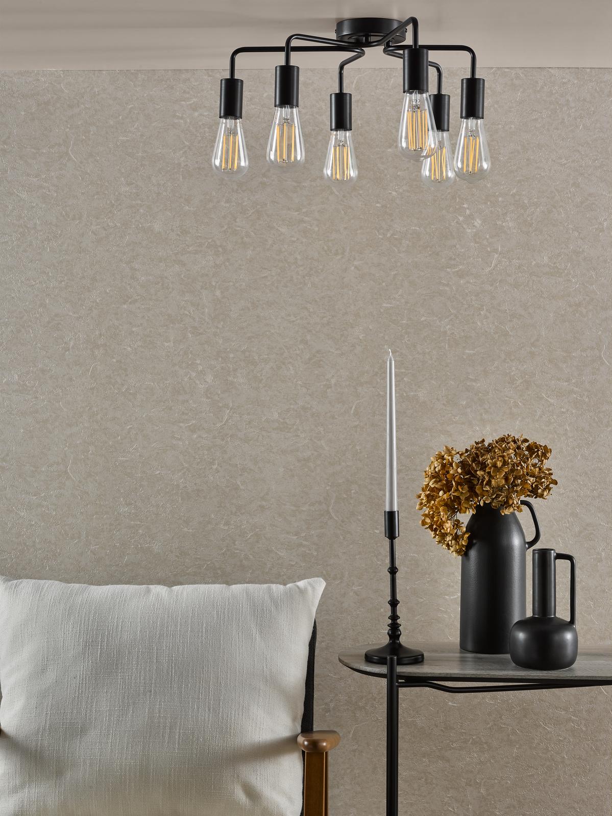 Dena 6 Light Semi-Flush Matt Black