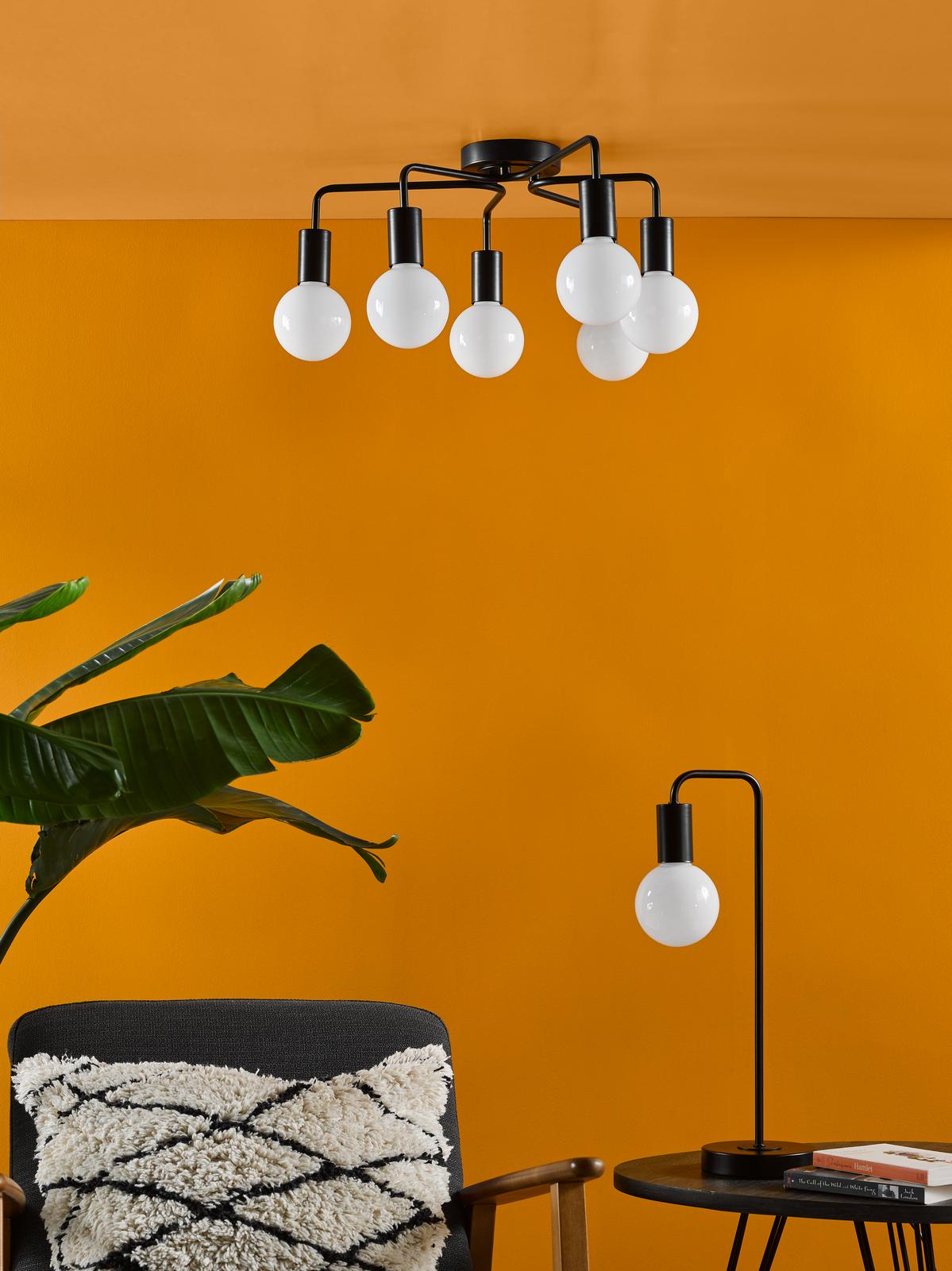 Dena 6 Light Semi-Flush Matt Black