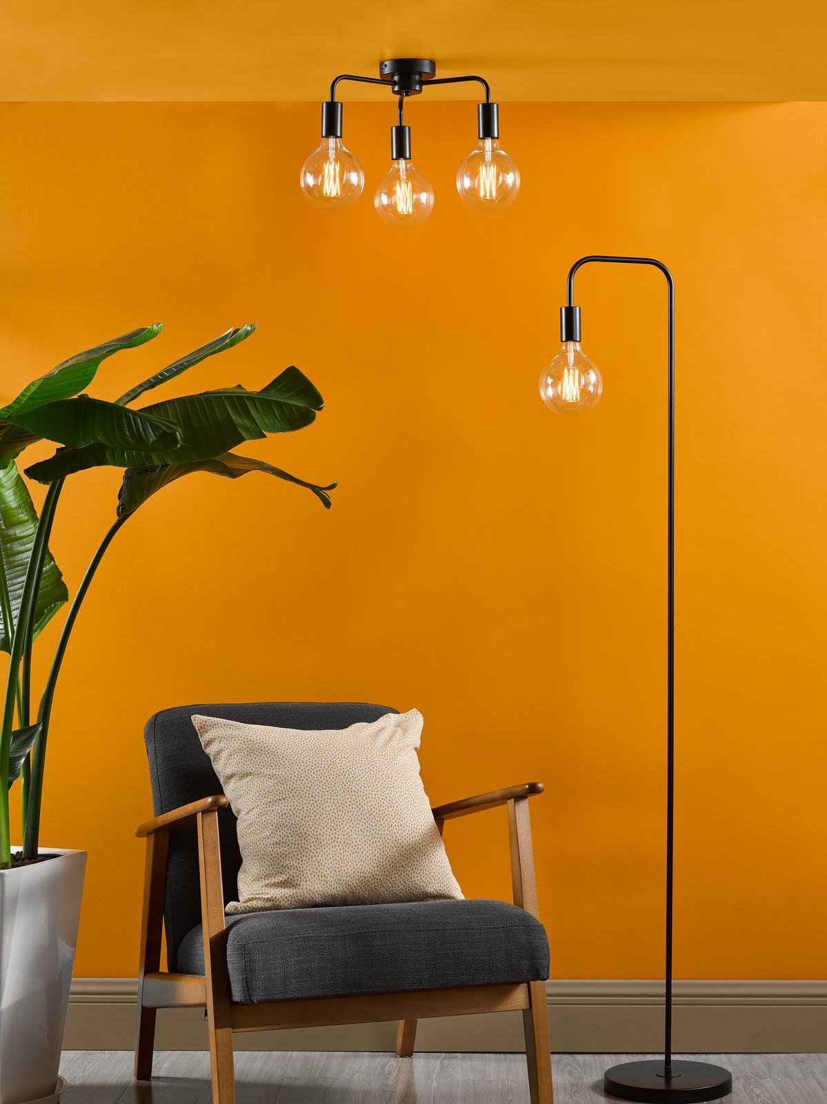 Dena 3 Light Semi-Flush Matt Black