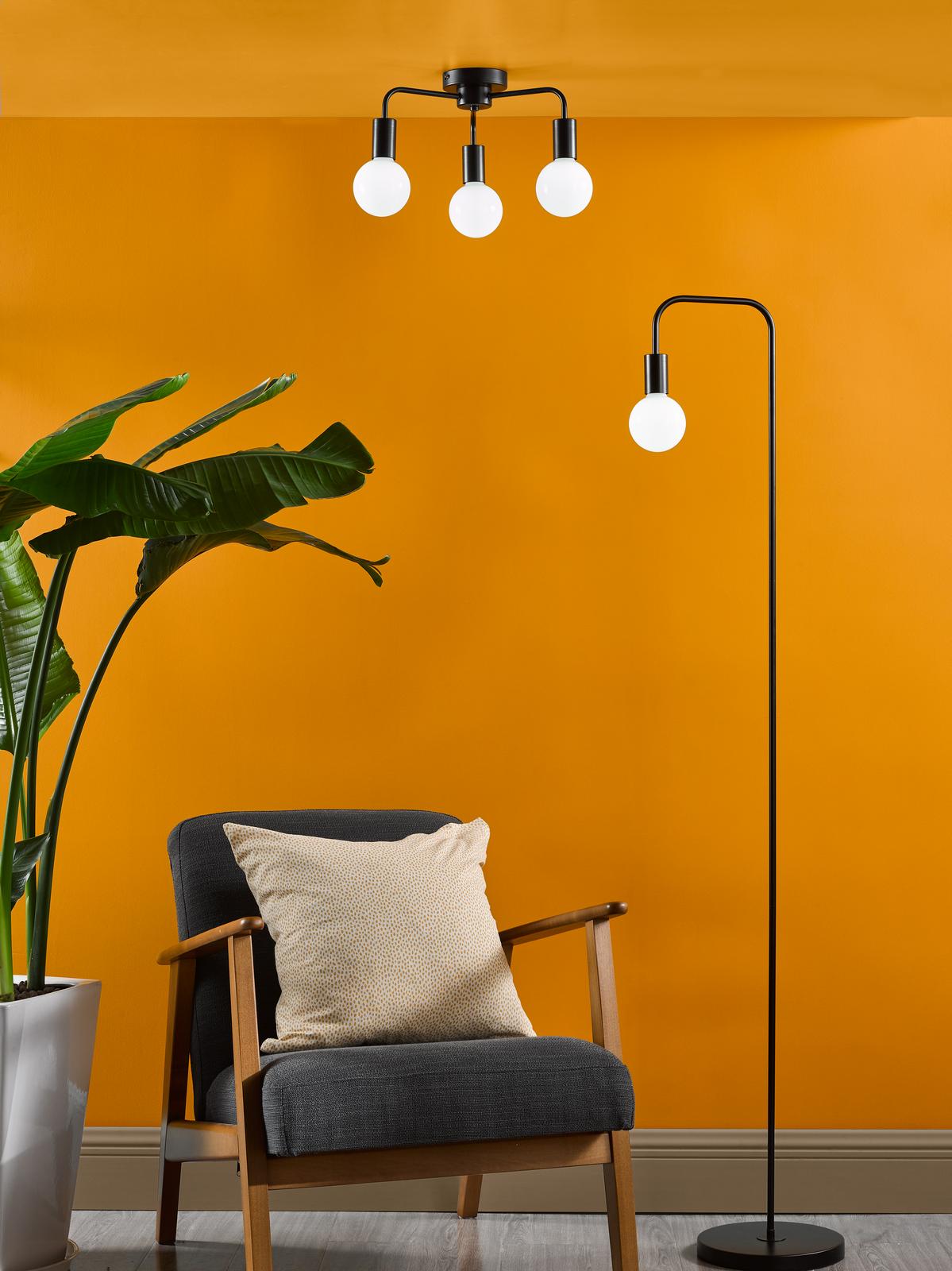 Dena 3 Light Semi-Flush Matt Black