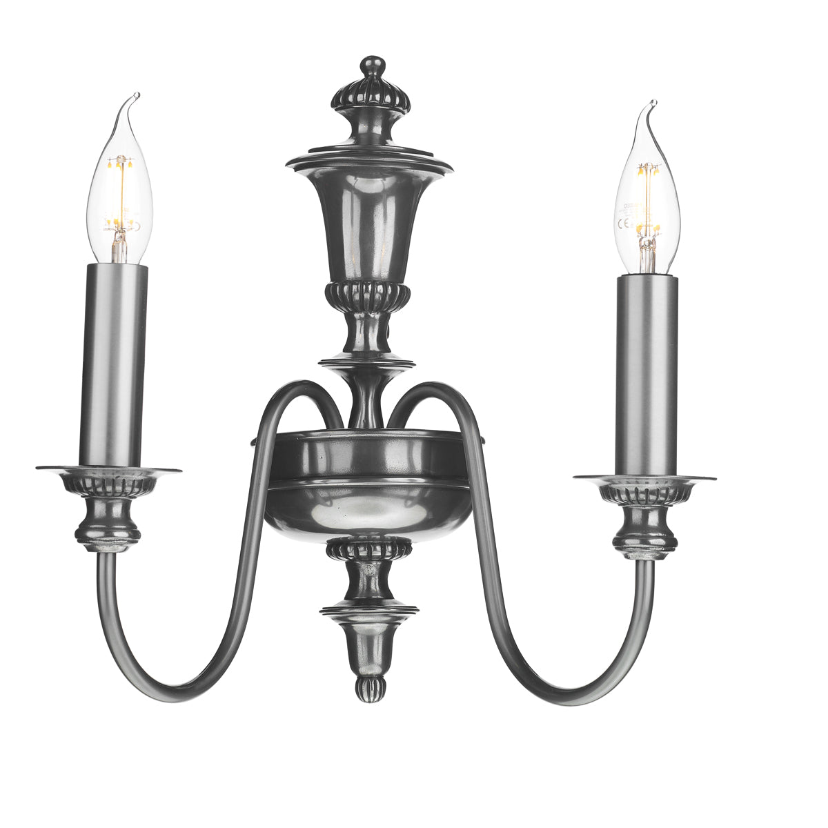 David Hunt Lighting Dickens Double Wall Light Pewter DIC0967