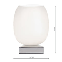 Dino Touch Table Lamp Polished Chrome White Glass