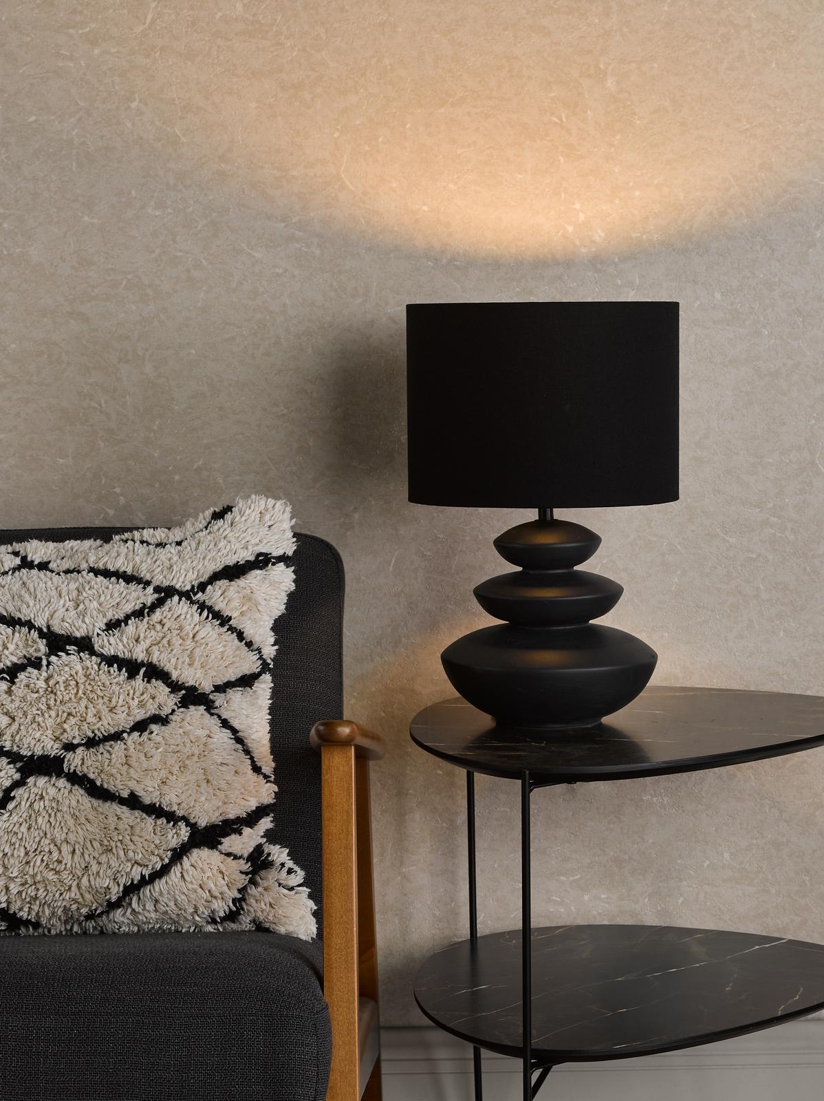 Discus Ceramic Table Lamp Black With Shade