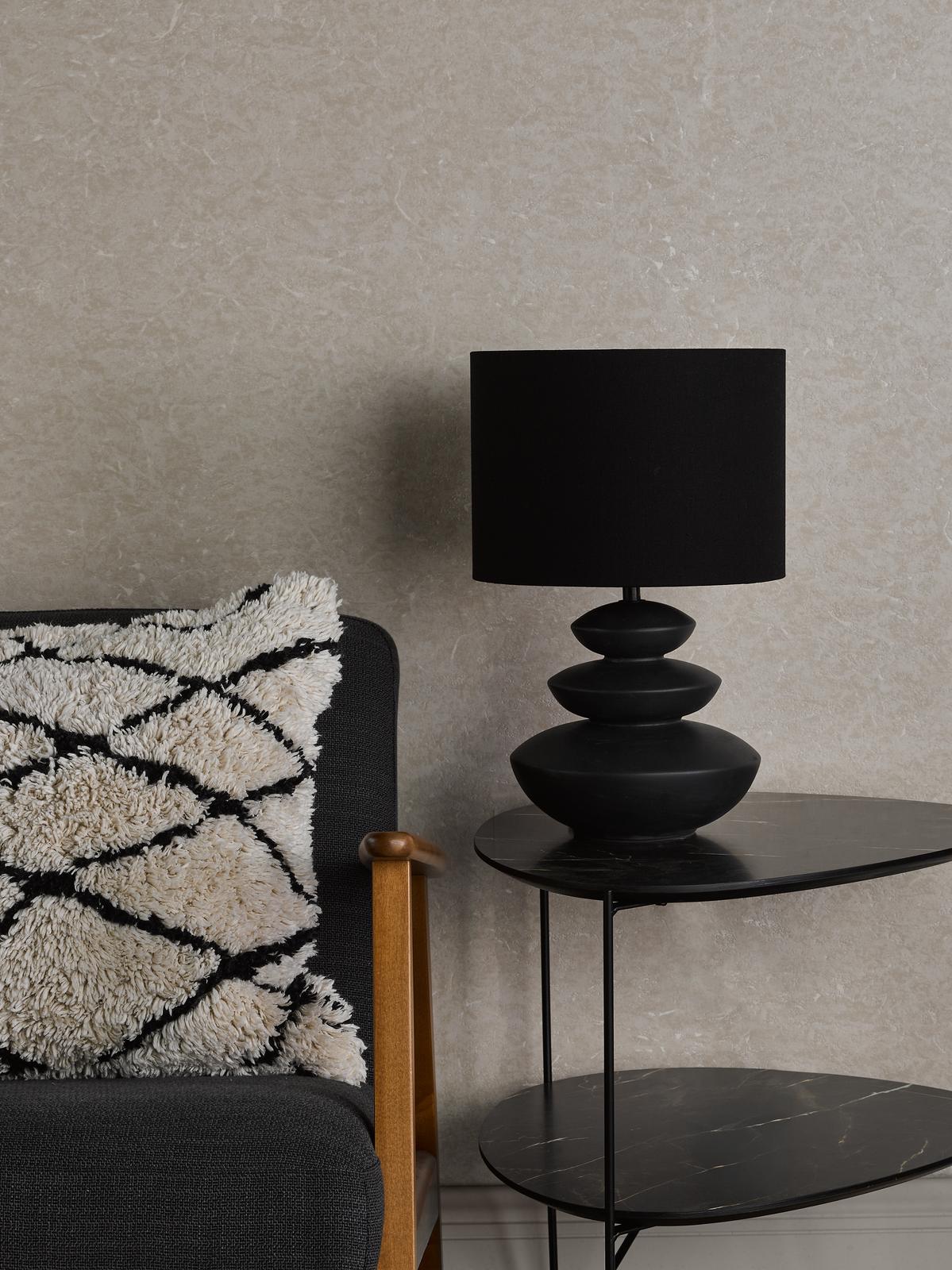 Discus Ceramic Table Lamp Black With Shade
