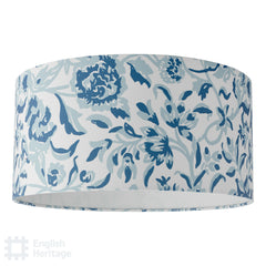 English Heritage Down House Blue Cotton Drum Shade 40cm