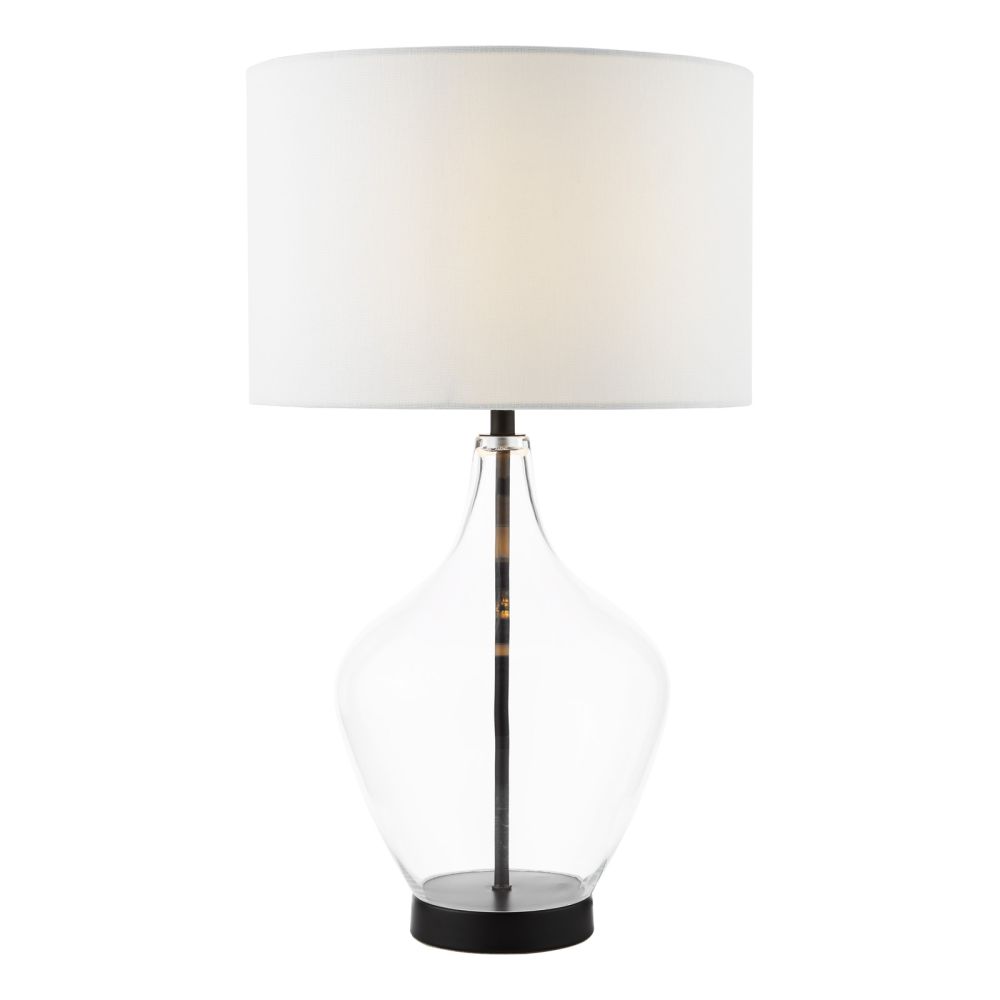 dar Lighting Drago Table Lamp Glass and Matt Black With Shade