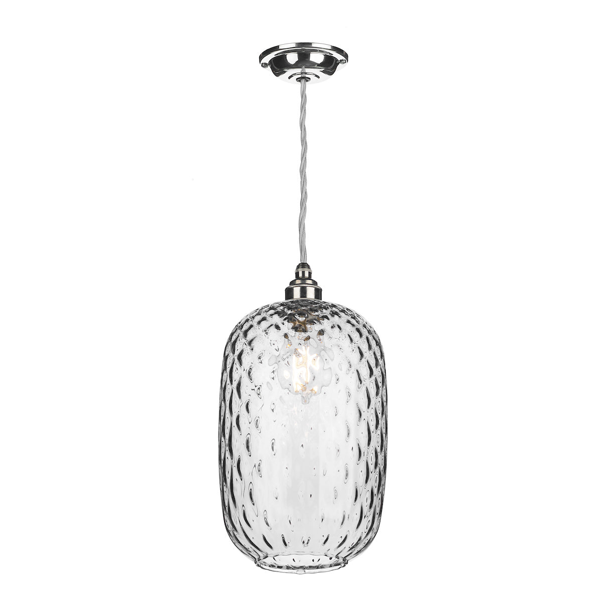 David Hunt Lighting Duxford Chrome Pendant Dimpled Glass