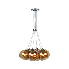 David Hunt Lighting Apollo 7 Light Pendant Polished Chrome Amber Glass APO3450A