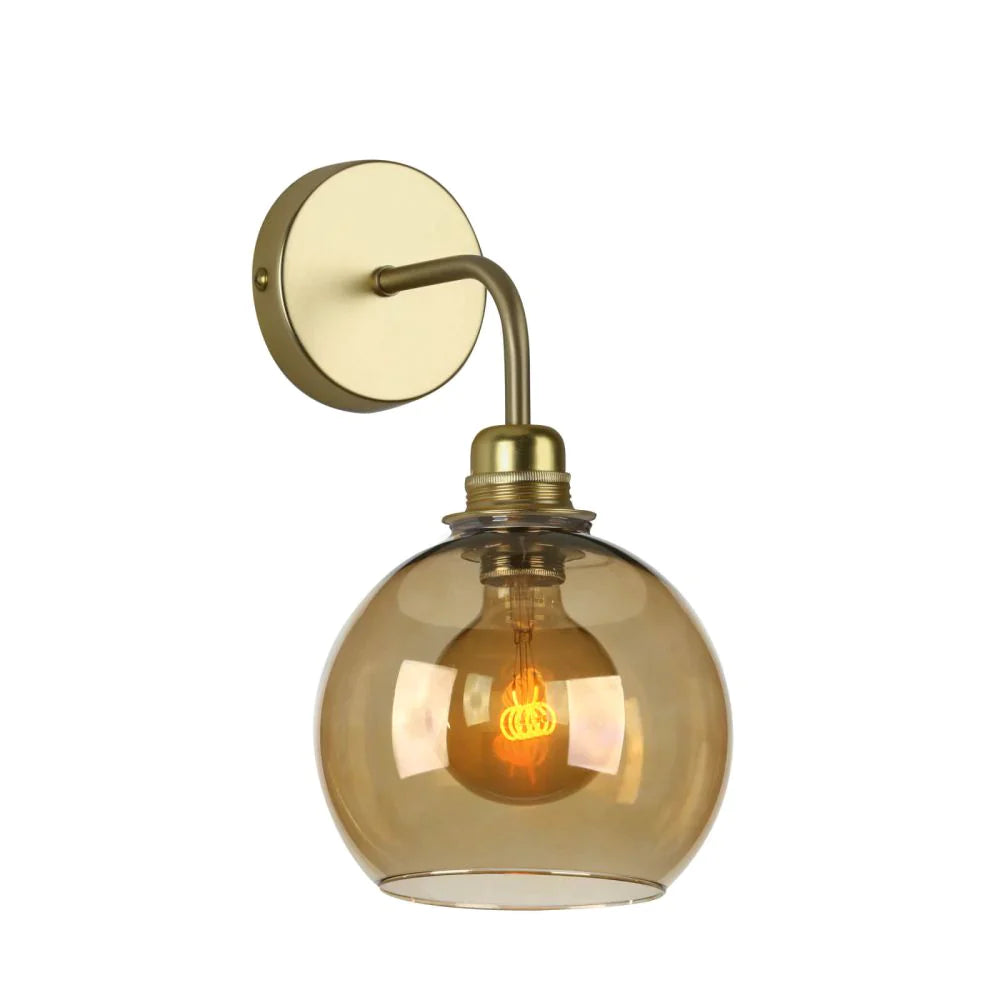 David Hunt Lighting Apollo Wall Light in Butter Brass Amber Glass