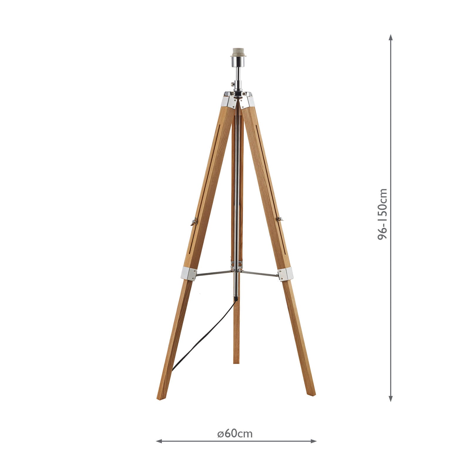 Easel Floor Lamp Light Wood and Polished Chrome Base Only