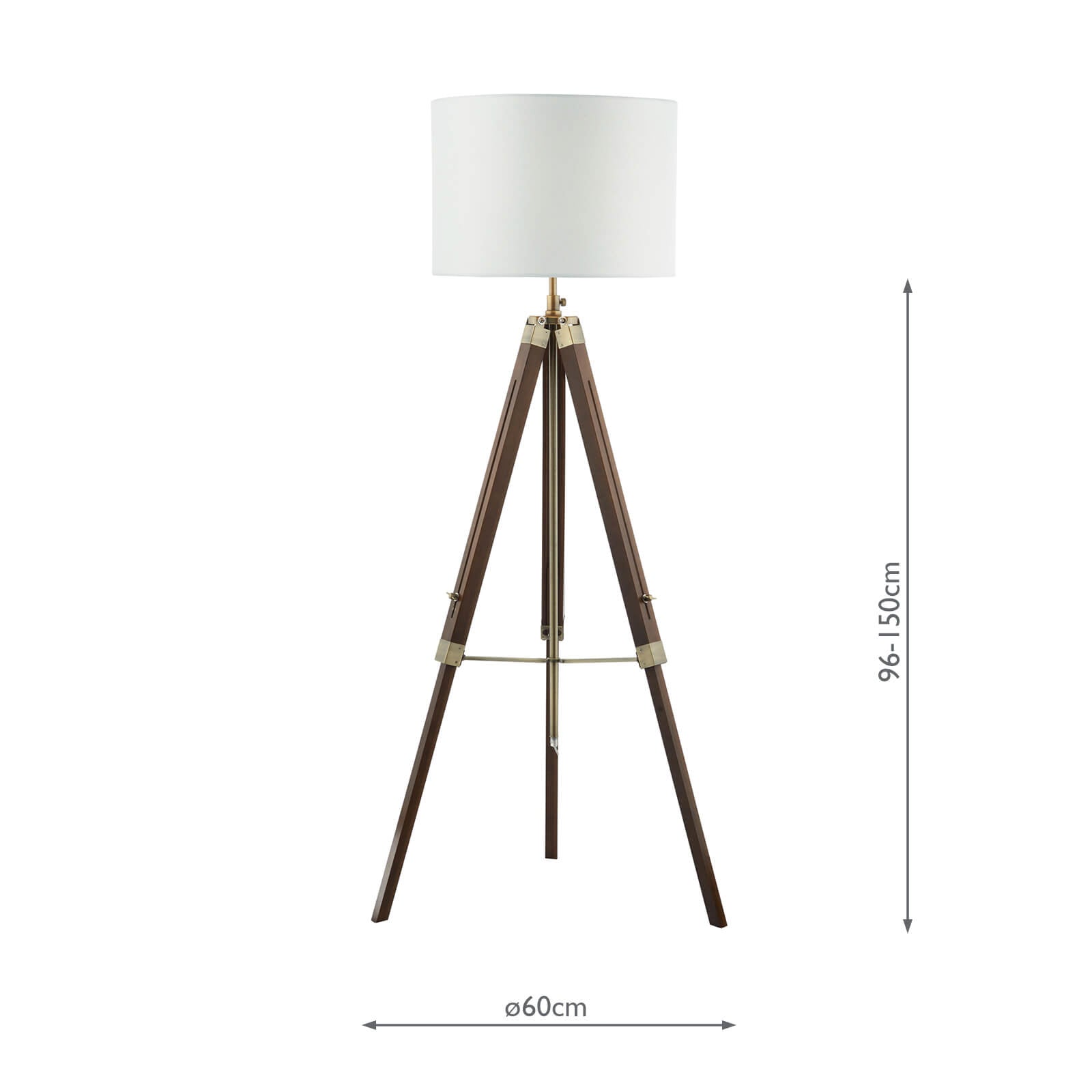 Easel Floor Lamp Dark Wood and Antique Brass Base Only