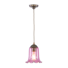 Ebba Pendant Antique Brass and Azalea Glass