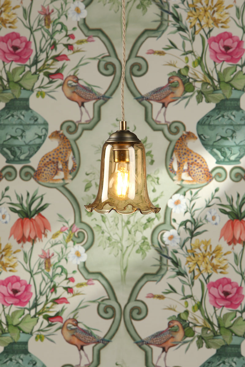 Ebba Wall Light Antique Brass and Tobacco Glass