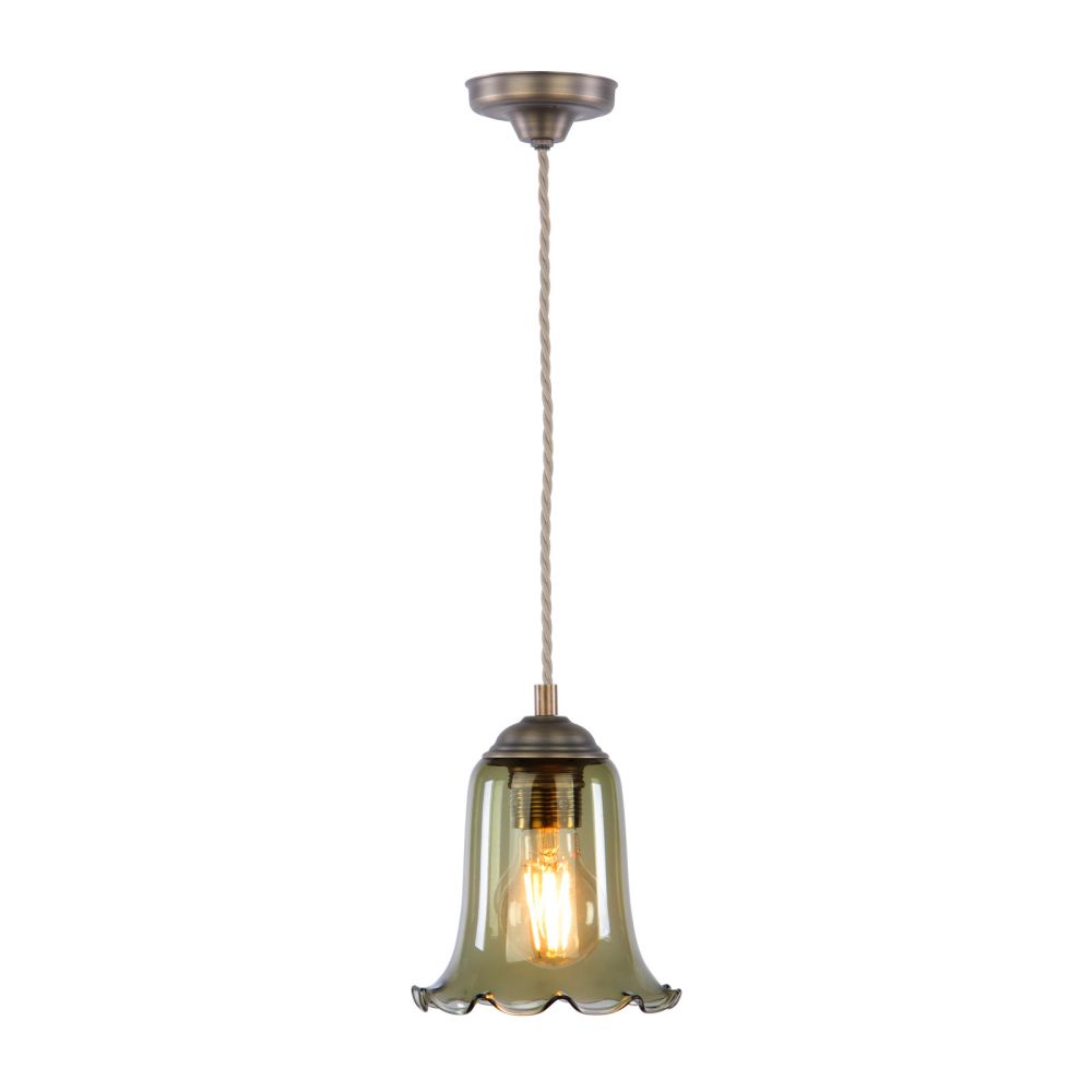 Ebba Pendant Antique Brass and Moss Glass