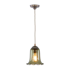 Ebba Pendant Antique Brass and Moss Glass