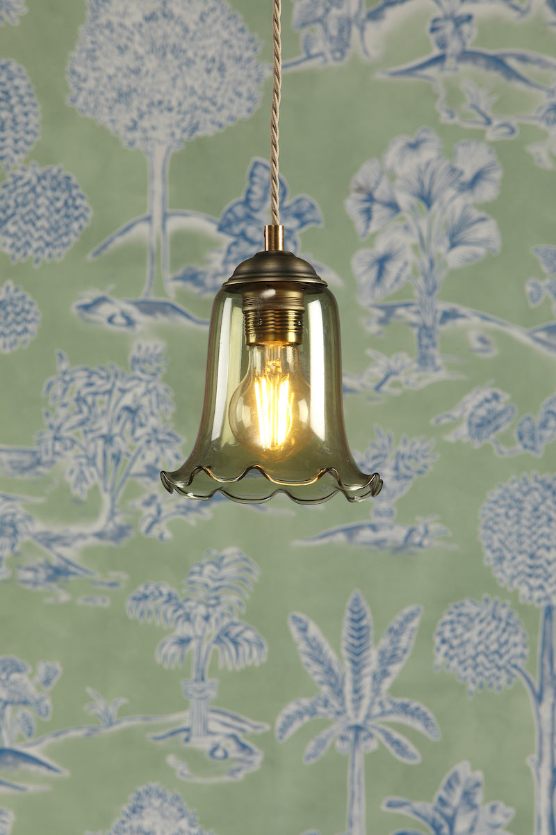 Ebba Pendant Antique Brass and Moss Glass