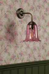 Ebba Wall Light Antique Brass and Azalea Glass