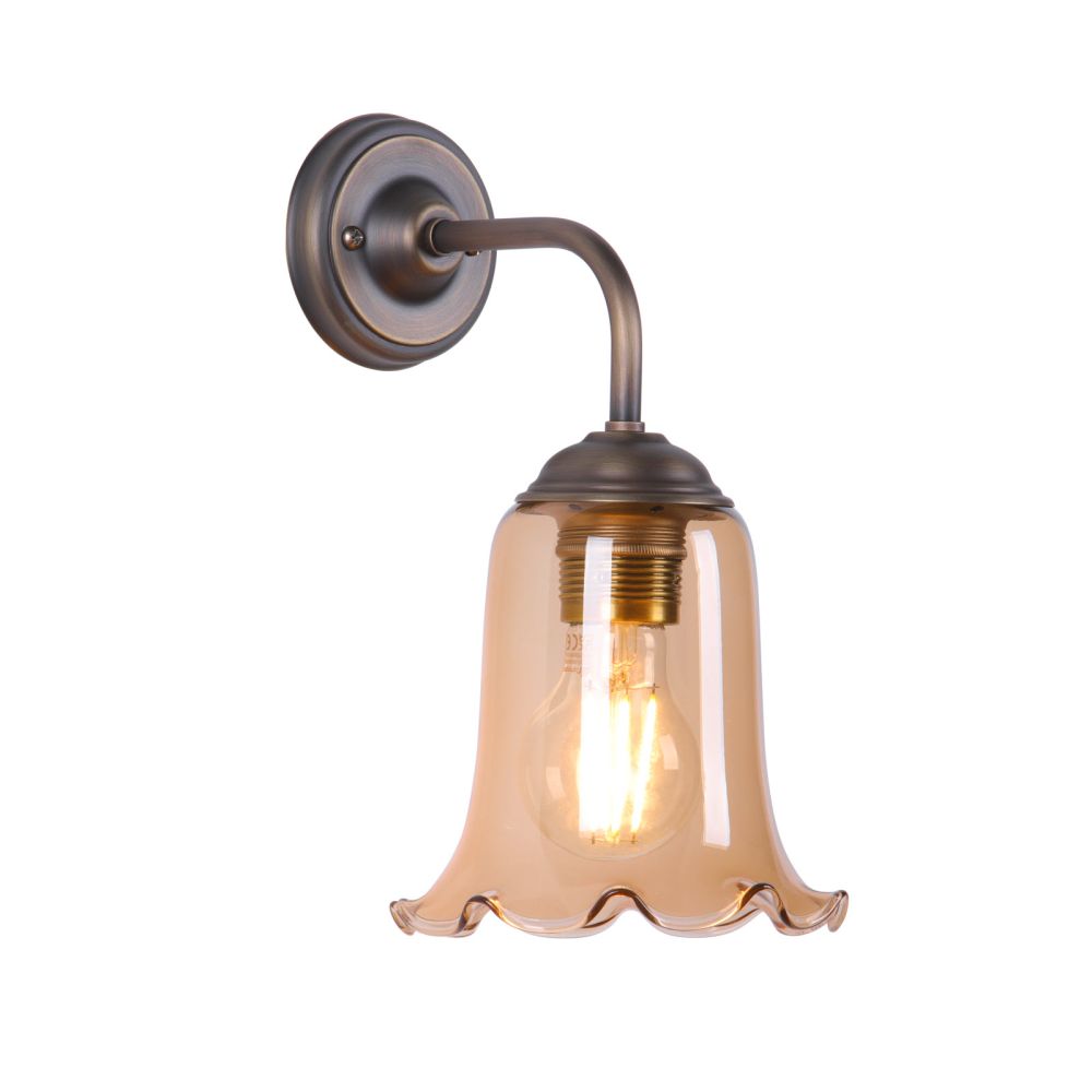 Ebba Wall Light Antique Brass and Tobacco Glass