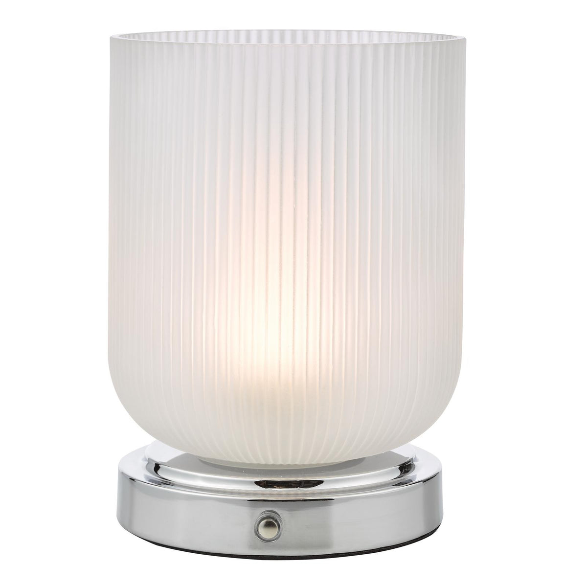 Echo Rechargeable Table Lamp Polished Chrome and Ribbed Glass LED